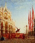 The Confirmation Procession Paintings - The Cardinals Procession Venice by Felix Ziem